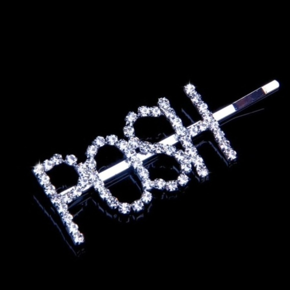 “Silver POSH Rhinestone Hair Clip – Sparkly Barrette, Glam Hair Accessory